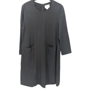 Steven Alan Long Sleeve Dress Womens 4 Black‎ Pockets Made in USA Minimalist